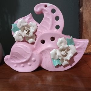 Lamp & Planter Vase with Pink Roses for Retro MCM Mid Century 1950s 1960s Tablet